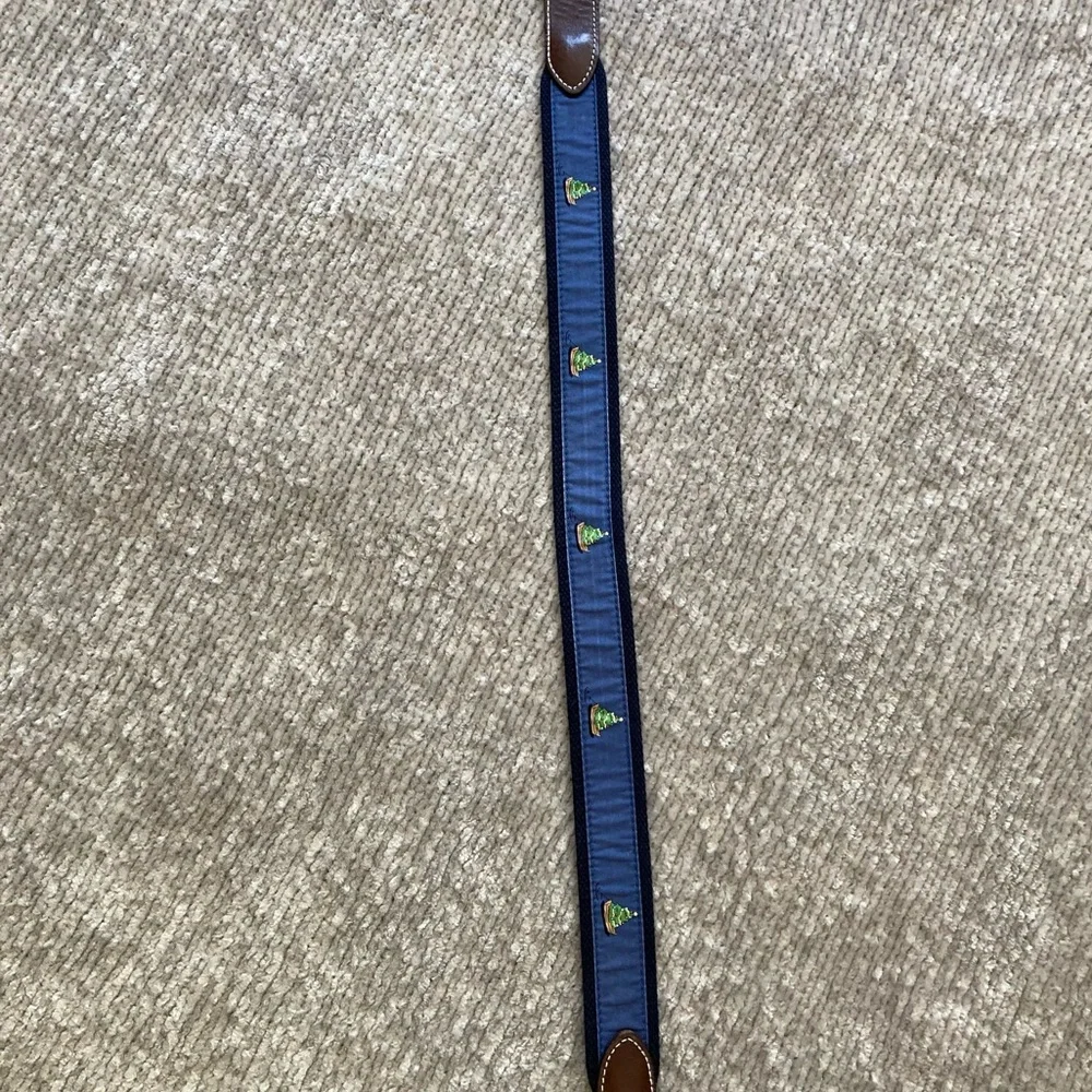 Vineyard Vines Christmas Tree Belt Size 28 Leather Canvas Holiday‎ Preppy